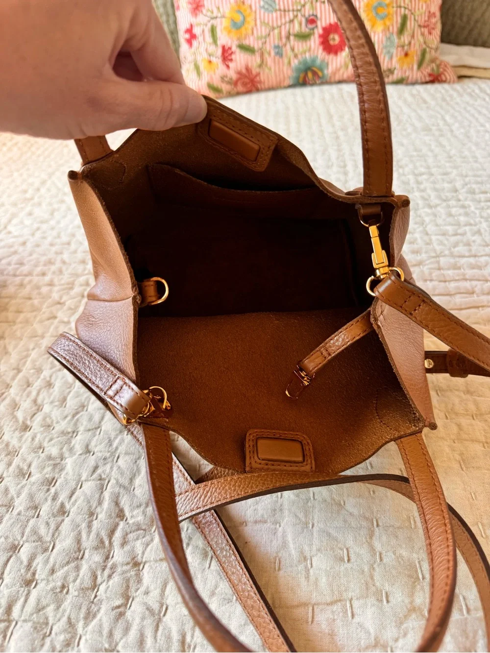 Madewell Mini Shopper Tote in Pebbled Leather, Sepia Brown, like new